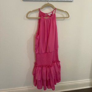 Southern Ruffled Pink Haltered Mini Dress Medium